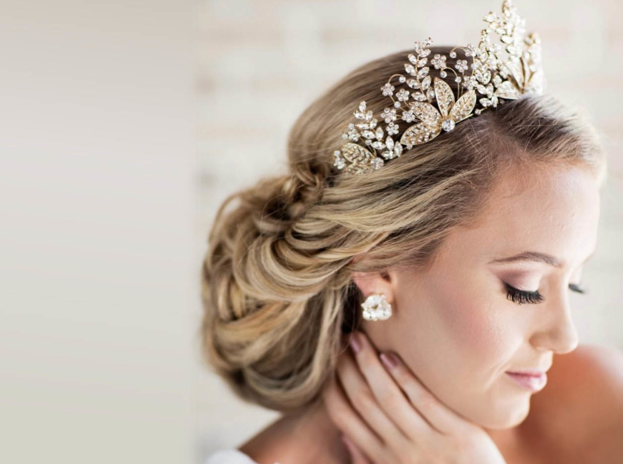 Model wearing a bridal accessory